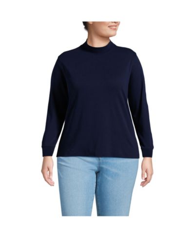 Lands' End Plus Size Relaxed Cotton Long Sleeve Mock Turtleneck
