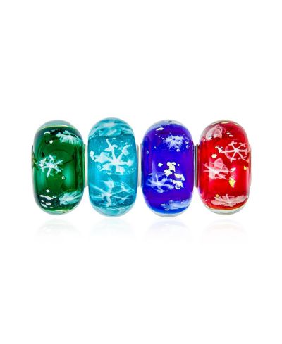 Bling Jewelry шармы для браслета из стерлингового серебра с рождественскими снежинками и стеклом Murano, 4 шт.