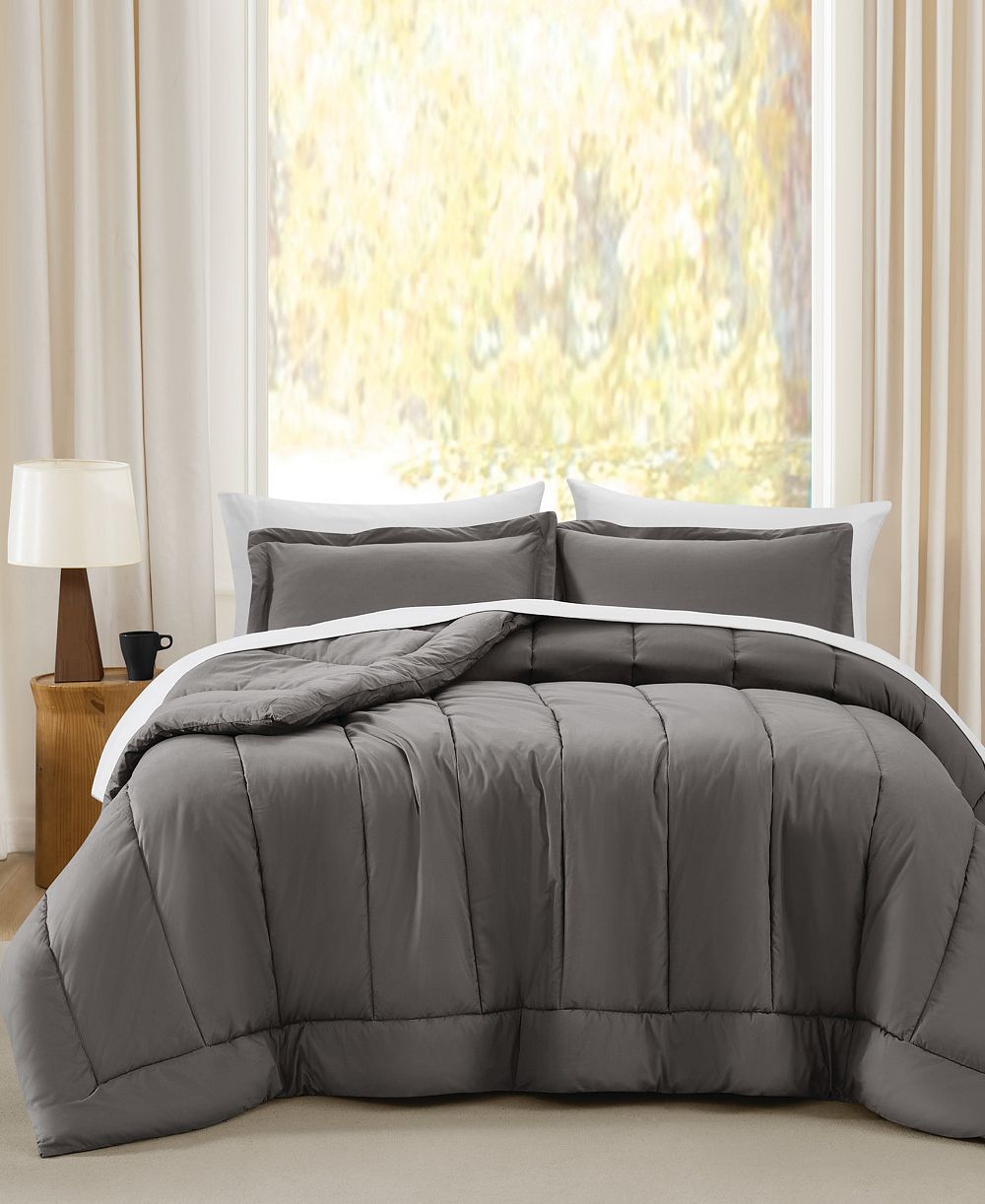 Brooklyn Loom Oversized Cotton Percale 3-Pc. Comforter Set, Full/Queen