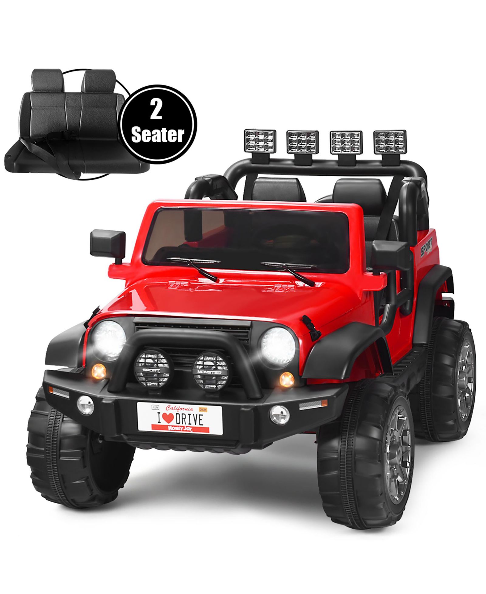 Детская электромашина Costway 12V, 2-местная, с багажником