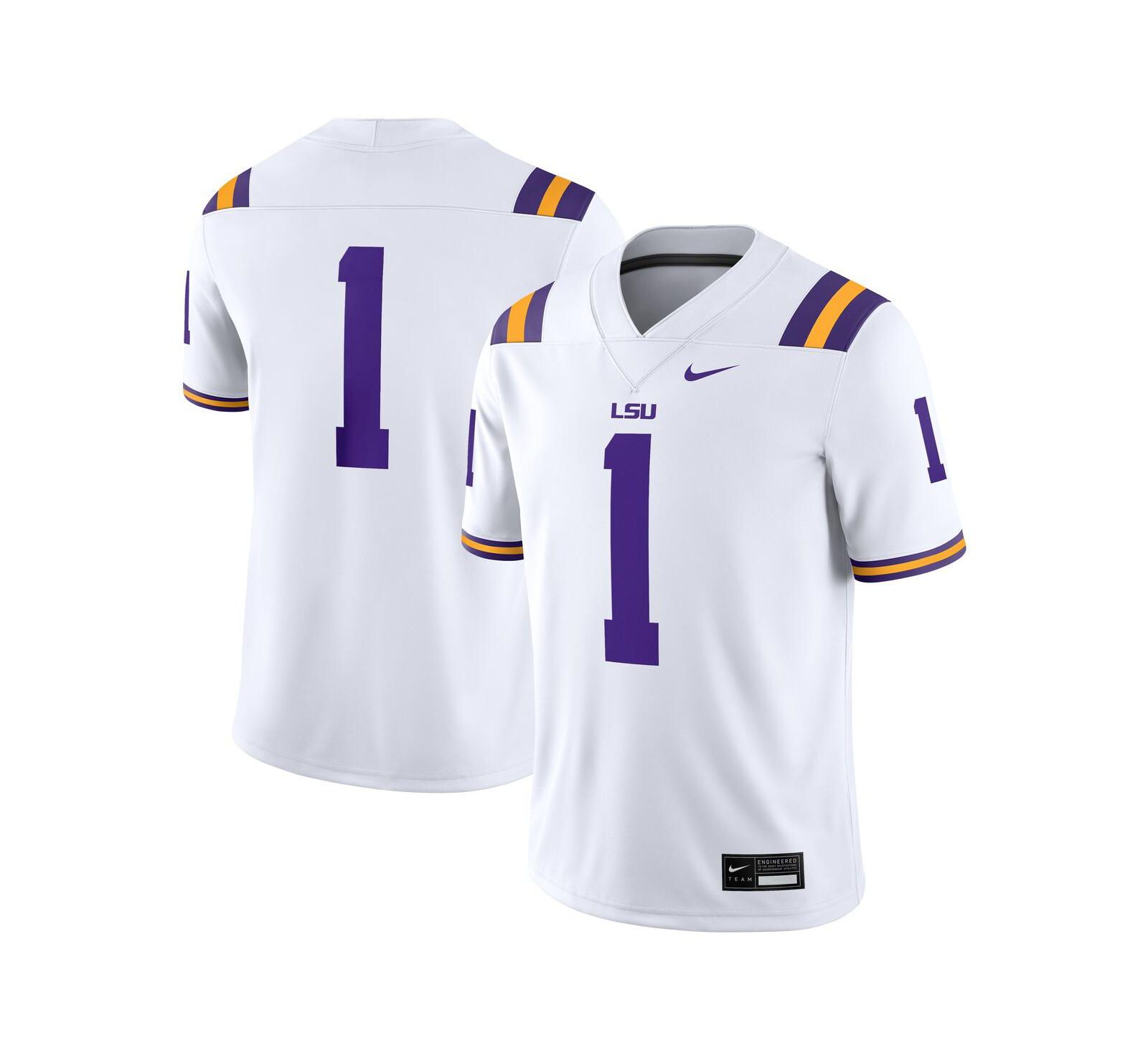 Мужская джерси Nike 1 White LSU Tigers Game