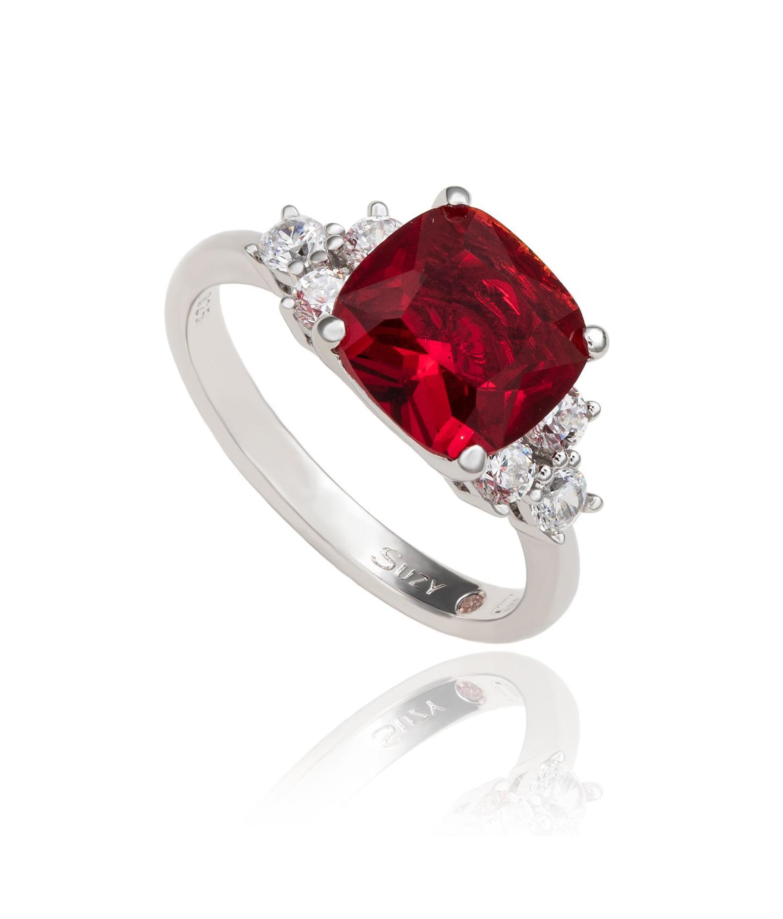 Кольцо Suzy Levian Sterling Silver Green Cubic Zirconia Center Stone