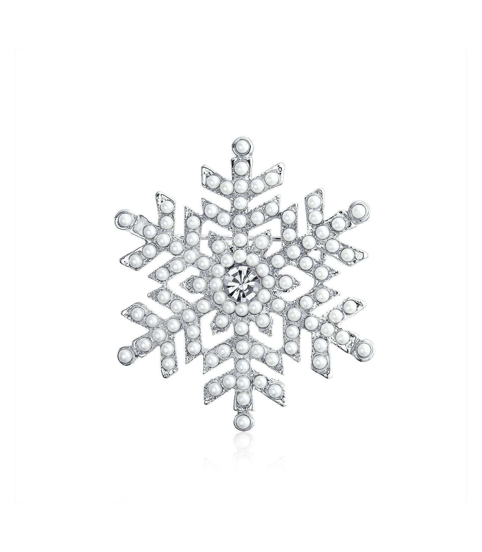 Bling Jewelry рождественская брошь-значок в виде снежинки с белым искусственным жемчугом
