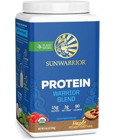 Sunwarrior Warrior Blend Protein, Plant-Based Organic Protein Powder, Maple French Toast, Sunwarrior, 750gm