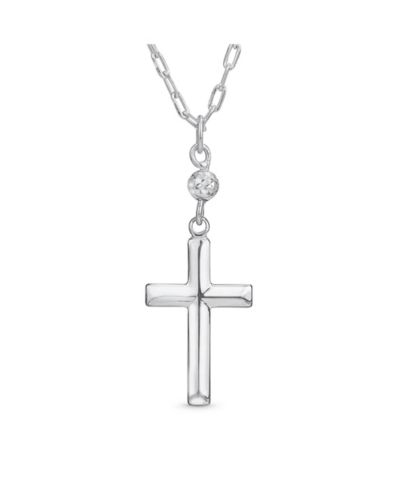 Bling Jewelry минималистичная религиозная подвеска-крест Petite, цепочка со стразами CZ, стерлинговое серебро