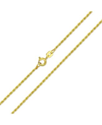 Bling Jewelry Classic Strong 2MM Gold .925 Sterling Silver Cable Rope Chain Necklace 20"