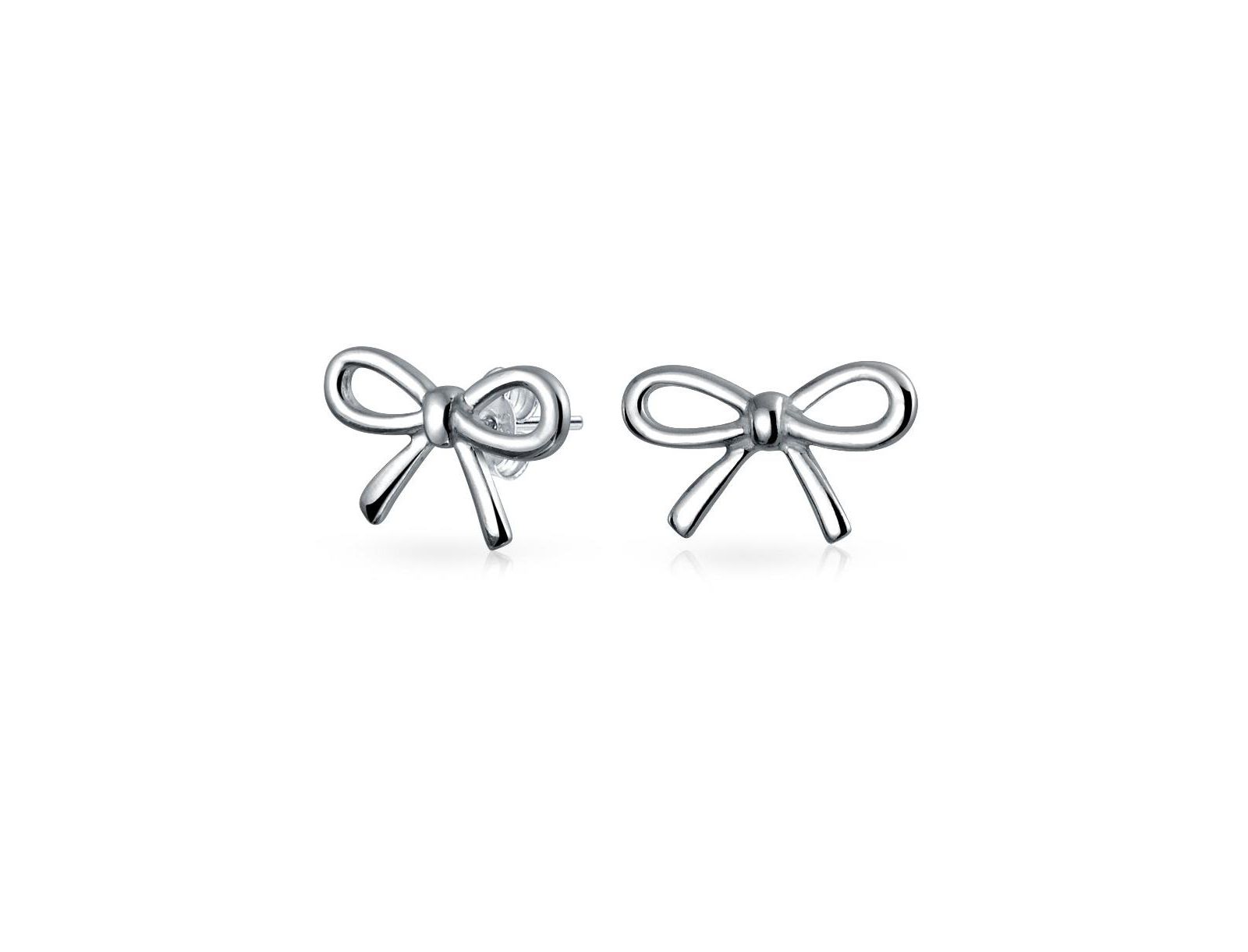 Серьги-гвоздики Bling Jewelry Dainty Ribbon Bow, позолоченные, стерлинговое серебро.925