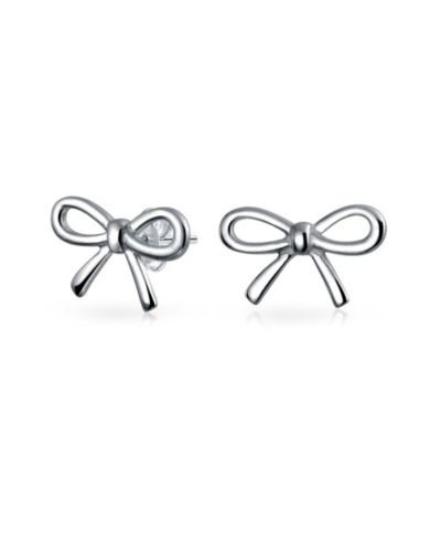 Серьги-гвоздики Bling Jewelry Dainty Ribbon Bow, позолоченные, стерлинговое серебро.925