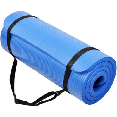 Коврик для йоги и фитнеса BalanceFrom GoCloud, синий, толщина 1"