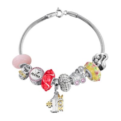 Bling Jewelry Mom Grandma Family Love European Bead Charm Bracelet Sterling Silver 7"