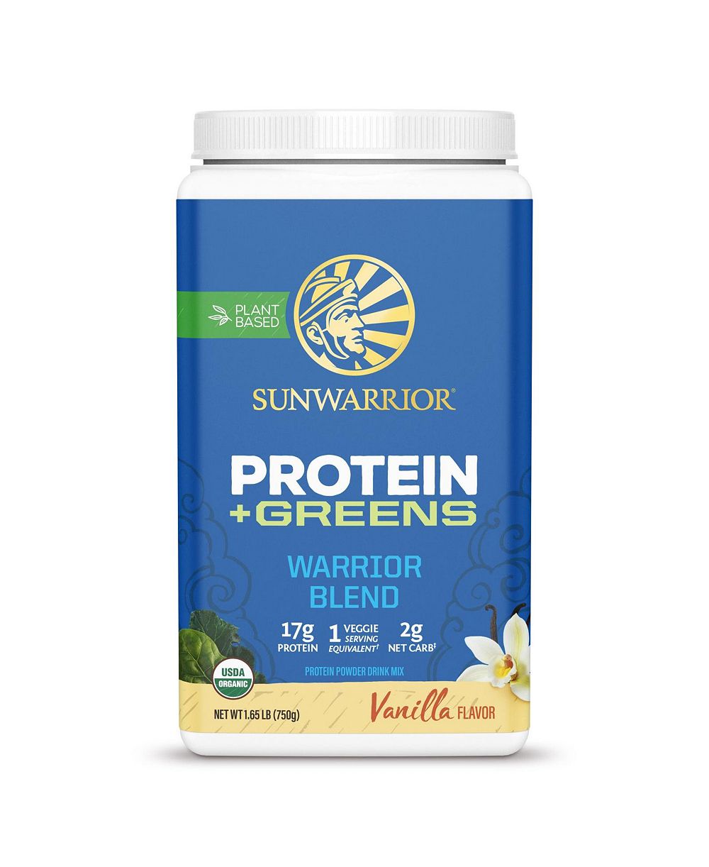 Sunwarrior Organic Warrior Blend протеиновый порошок + Greens, растительный белок, Vanilla, 750gm