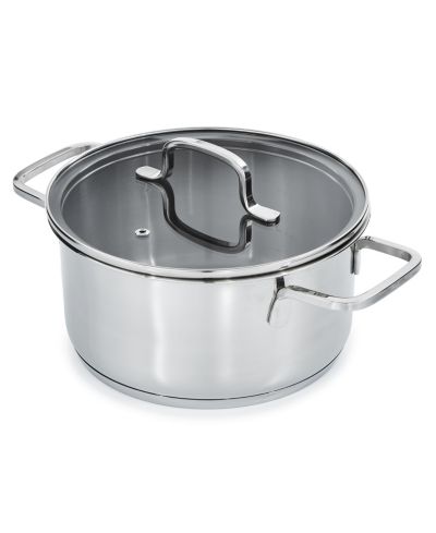BergHOFF DiNA Helix 18/10 Stainless Steel 8" Stockpot 3.2qt., Glass Lid