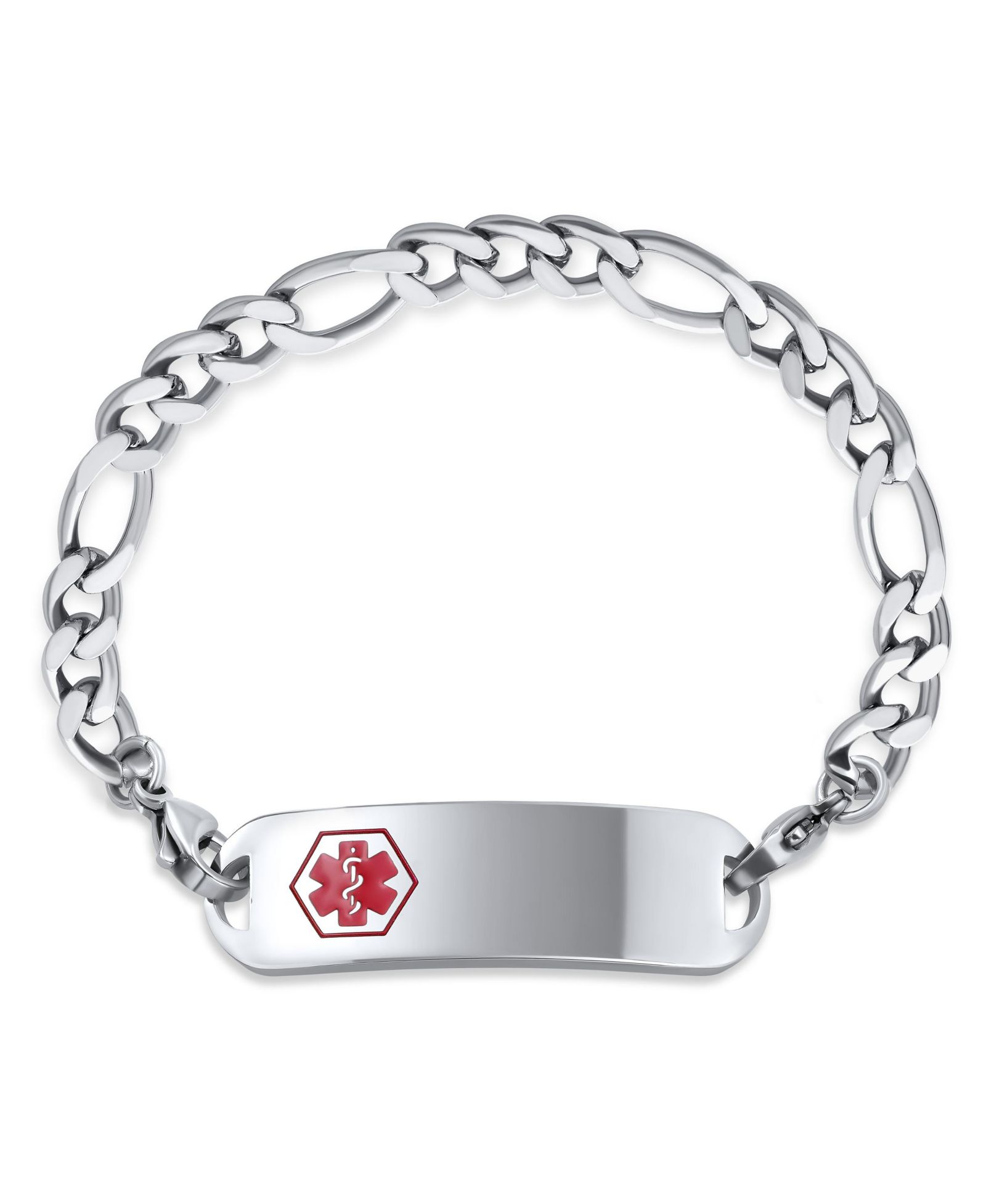 Мужской медицинский браслет Bling Jewelry Lightweight Blank Link Silver Tone Stainless Steel