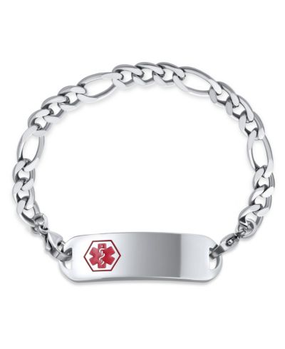 Мужской медицинский браслет Bling Jewelry Lightweight Blank Link Silver Tone Stainless Steel
