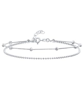 Браслет на ногу Bling Jewelry 3MM Station Ball Beads, серебро .925