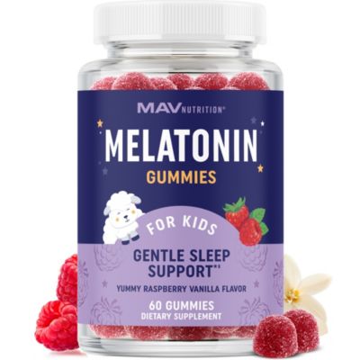 MAV Nutrition Melatonin Gummies for Kids, Premium Melatonin Gummies for Improve Sleep Quality with Chamomile & Lemon Balm, Raspberry Flavor, MAV Nutrition, 60ct