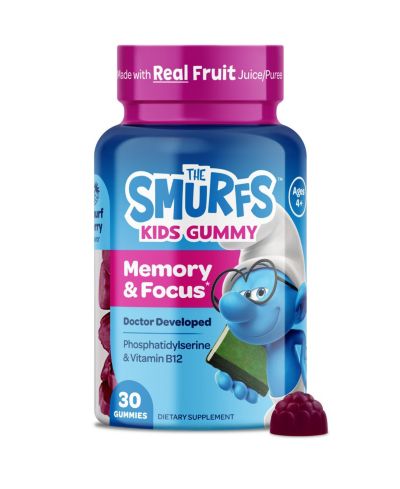 Vitaburst Smurfs Memory and Focus Gummies, Phosphatidylserine and Vitamin B12, Smurfs Berry Flavored, 30ct