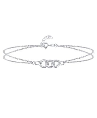 Браслет-анклет Bling Jewelry, романтичная цепочка из трех звеньев, серебро .925