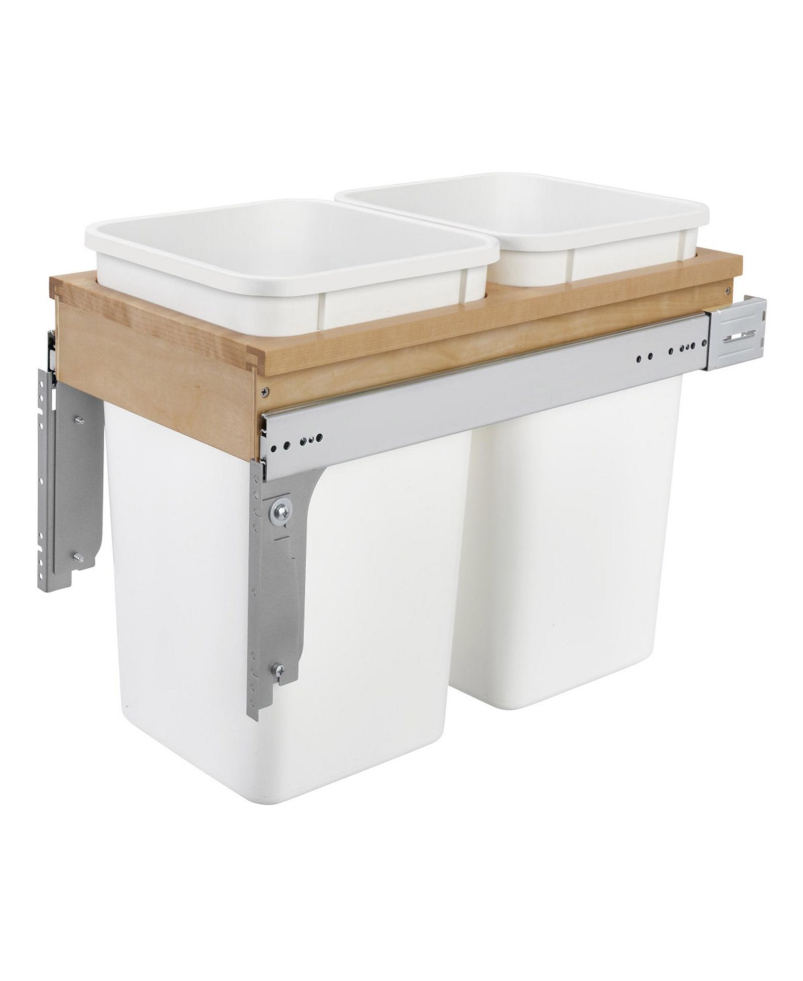 Rev-A-Shelf Double Pullout Top Mount Trash Can 27 qt., White, 4WCTM-15DM2