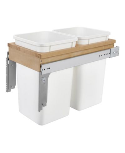 Двойной выдвижной мусорный контейнер Rev-A-Shelf для установки сверху 27 qt., White, 4WCTM-15DM2