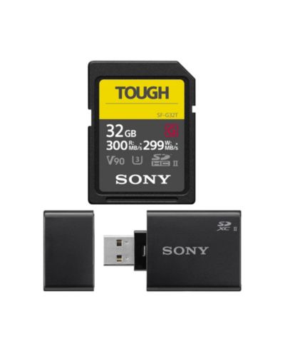 Sony SFG32TT1 32GB UHS-II Tough G-Series Waterproof-and-Dustproof SD Card with Reader