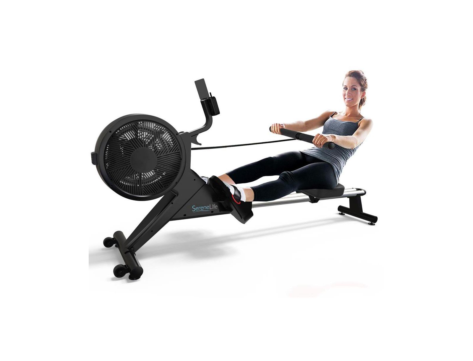 SereneLife Smart Fitness Rowing Machine with Bluetooth and Foldable Design