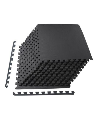 BalanceFrom Fitness 48 Sq Ft Interlocking EVA Foam Exercise Mat Tiles, Black