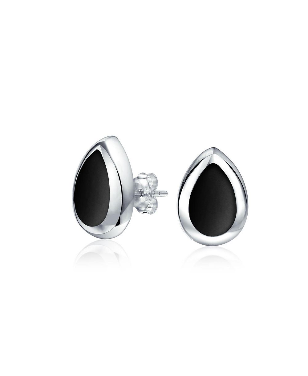 Серьги-гвоздики Bling Jewelry из стерлингового серебра.925 в форме капли с черным ониксом