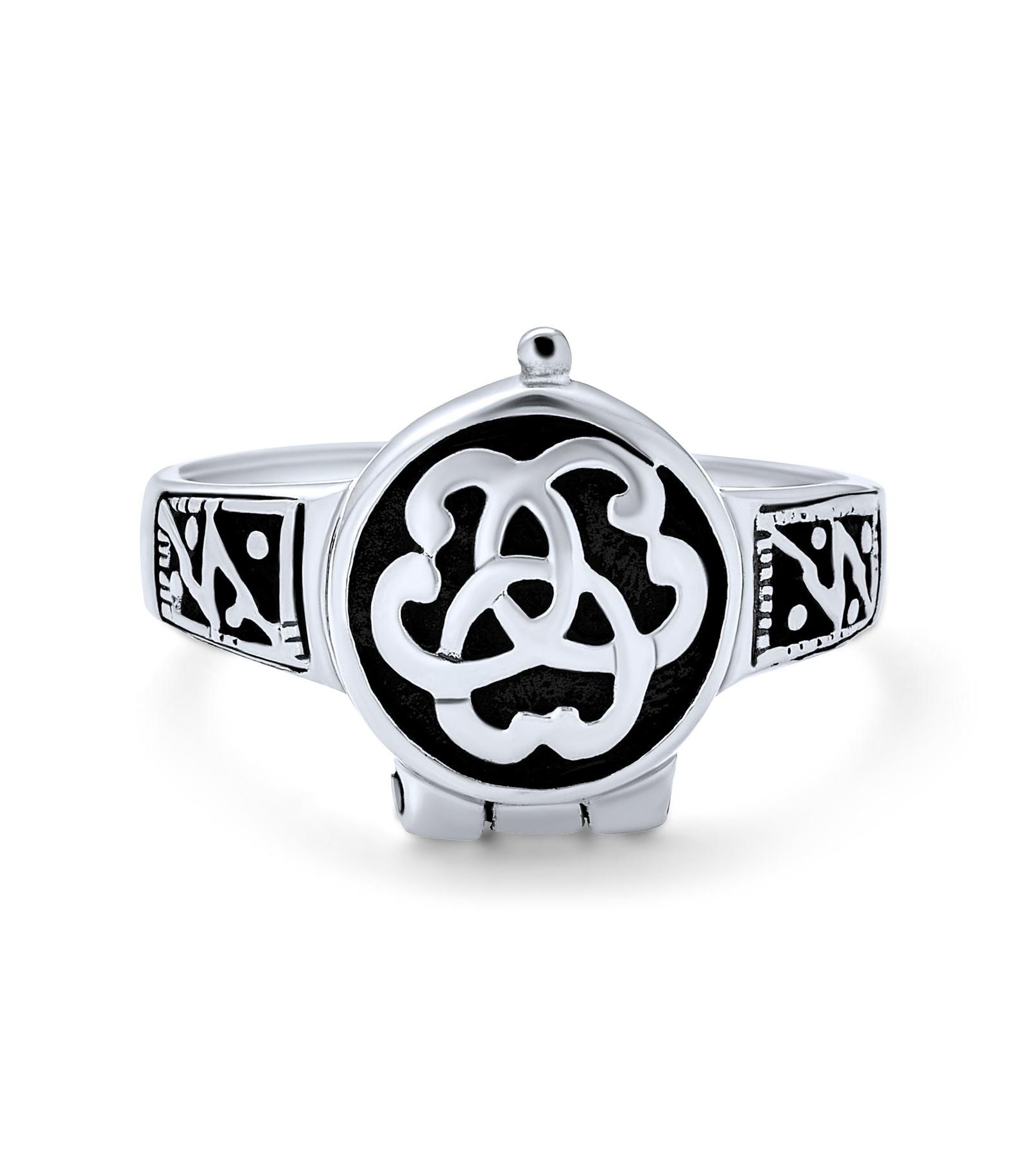 Bling Jewelry Celtic Triquetra Trinity Infinity Knot Signet Locket Ring Sterling Silver