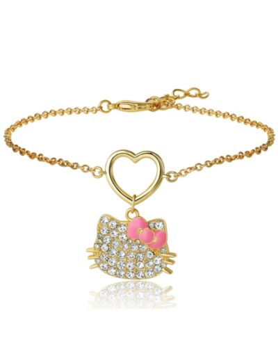 Sanrio Hello Kitty Pave Heart Charm Bracelet – Sparkling Cute Accessory