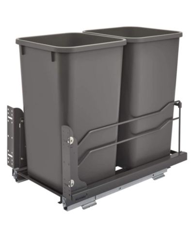 Rev-A-Shelf Double Pullout Trash Can 27 qt. with Soft-close, 53WC-1527SCDM-213