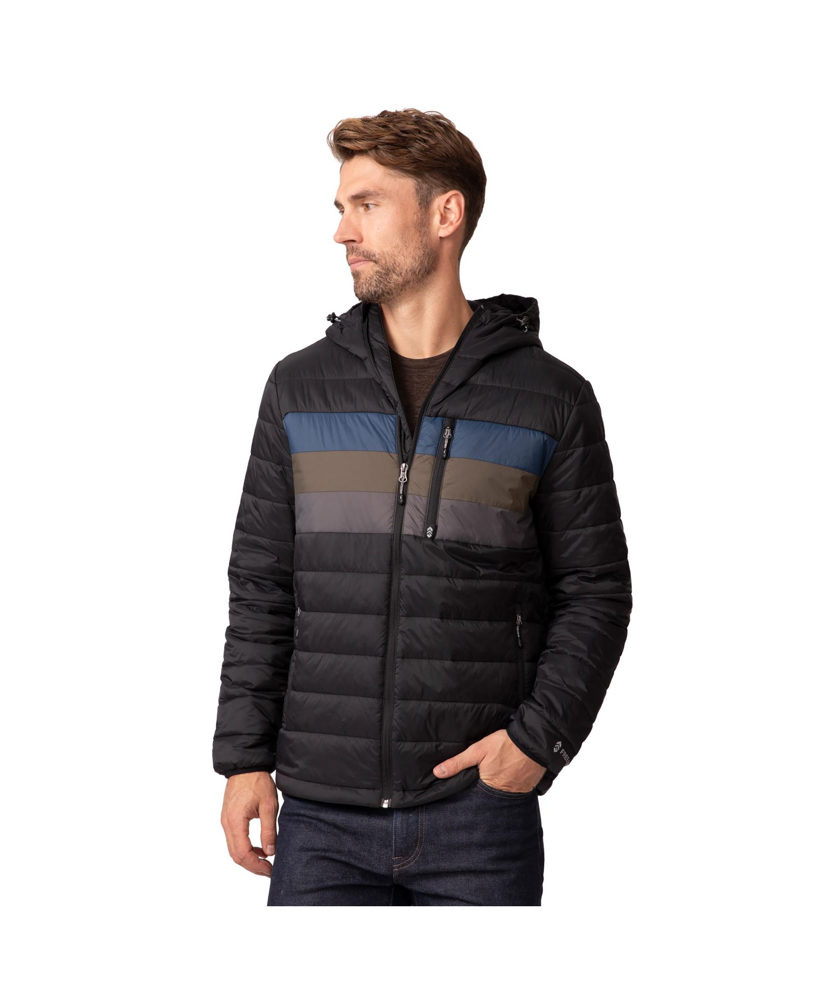 Мужская утепленная куртка-пуффер Free Country Tri-Color Hooded
