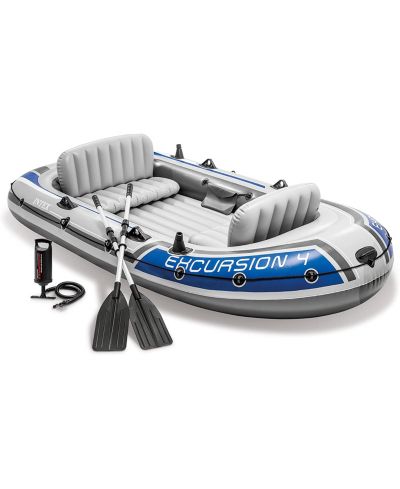 Intex Excursion 4 Person Inflatable Rafting and Fishing Boat Set с 2 веслами