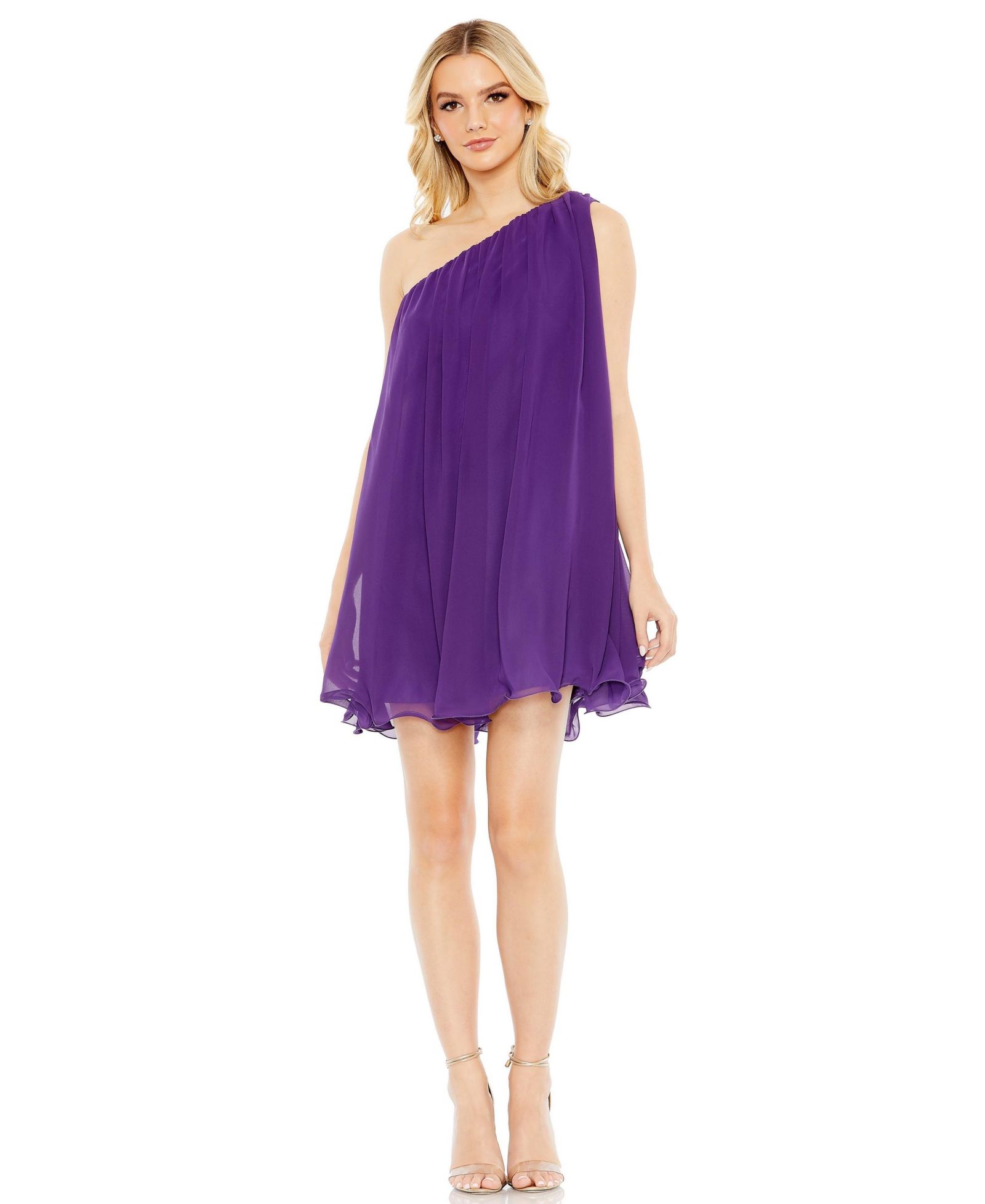 Мини-платье Mac Duggal Women's One Shoulder Flowy Chiffon