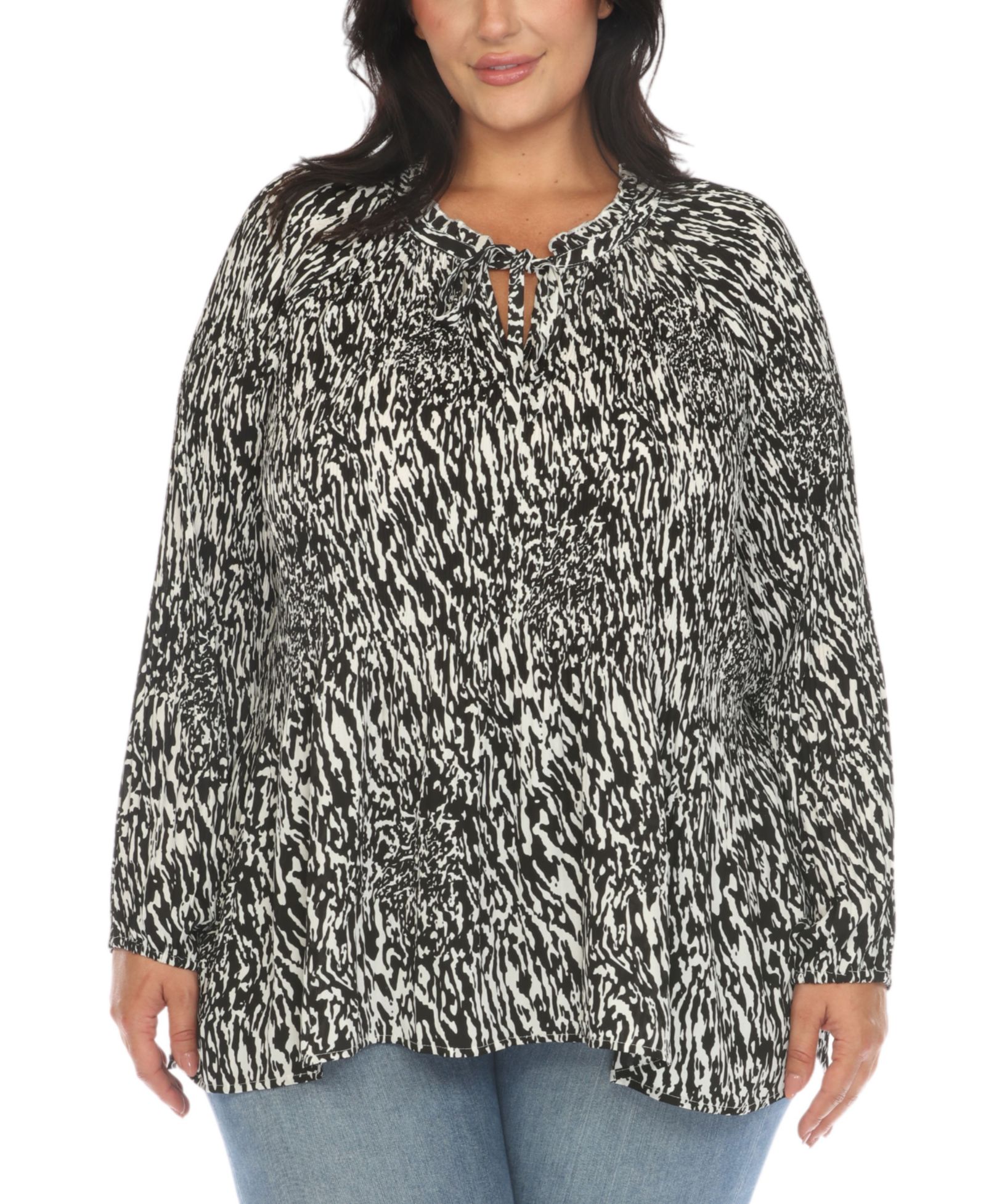 Женская блузка White Mark Plus Size Printed Peasant Knit