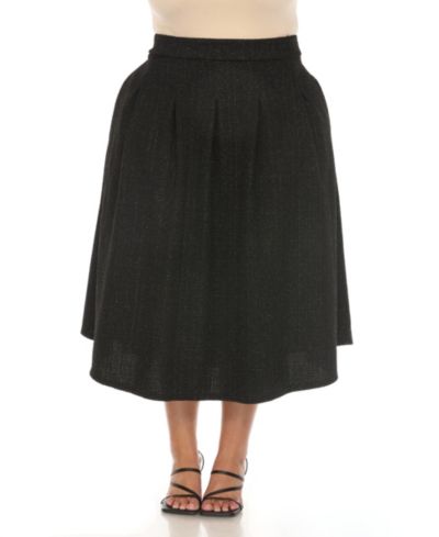 White Mark Plus Size Flared Tweed Skirt