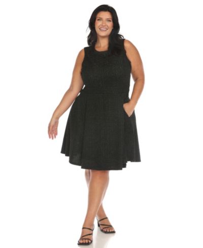 White Mark Plus Size Tweed Fit and Flare Dress