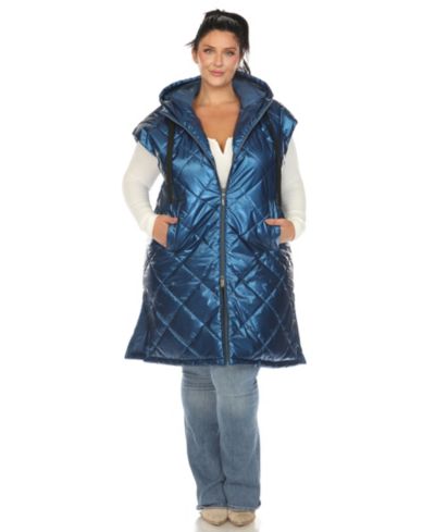 White Mark Plus Size Metallic Puffer Vest Jacket
