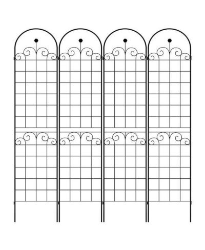 Slickblue 4-Pack Metal Garden Trellis for Climbing Plants – 86.7'' x 19.7'', Rustproof Black Plant Support, Rose Trellis Netting