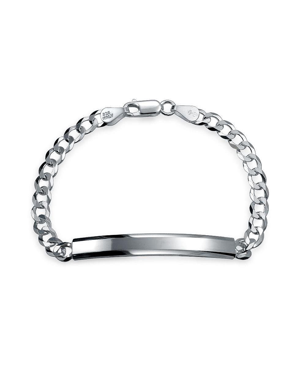 Серебряный браслет Bling Jewelry с кубанской цепью 5 мм и планкой для имени, 7 дюймов