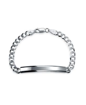 Bling Jewelry Blank Name Bar ID Bracelet 5MM Cuban Curb Chain Link Sterling Silver 7"