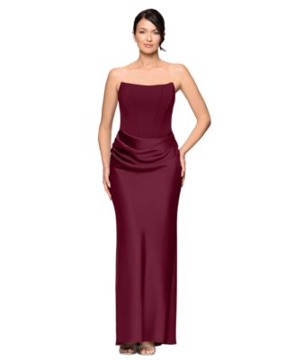 Betsy & Adam Women's Mixed-Media Strapless Corset Gown