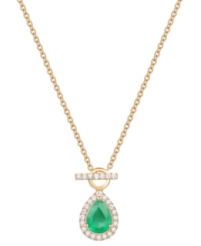 Подвеска-кулон с изумрудом (1 ct. t.w.) и бриллиантом (1/4 ct. t.w.) в золоте 14k