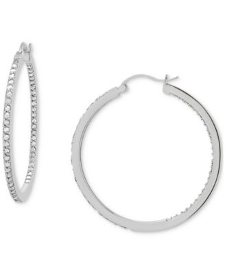 Серьги-кольца Diamond In & Out в Sterling Silver или 14k Gold-Plated Sterling Silver