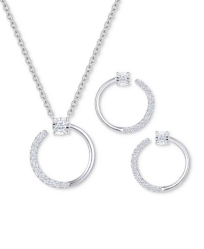 Набор из 2-х изделий: подвеска Diamond Circle и серьги в комплекте из стерлингового серебра