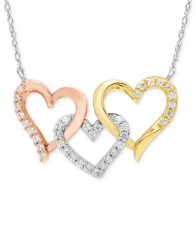 Ожерелье Statement с бриллиантовым сердцем 18" (1/4 ct. t.w.) в золоте 14k Tri-Color