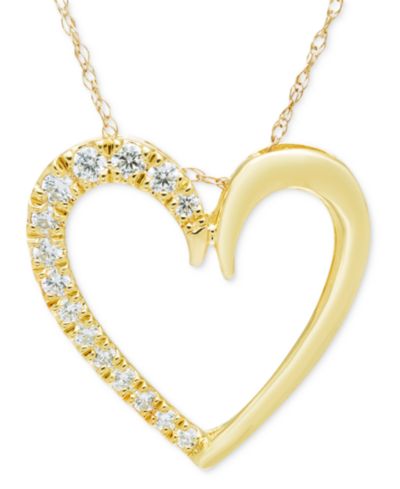 Подвеска-кулон Diamond Open Heart 18" в 14k Gold, 1/5 ct. t.w.