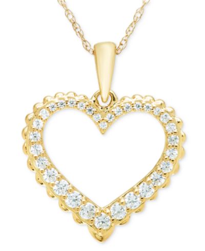 Macy's подвеска с бриллиантом в форме сердца 18" в золоте 14K