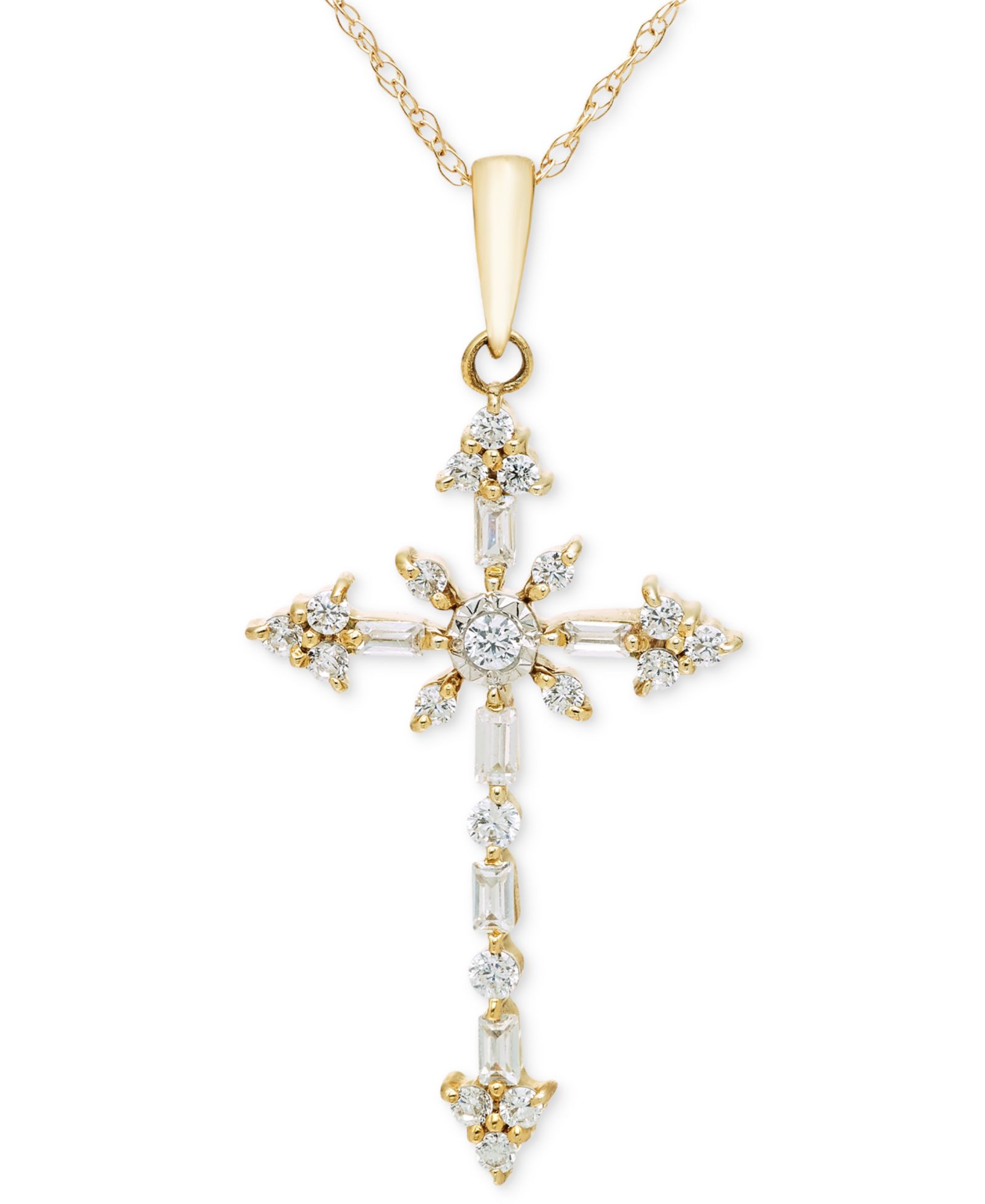 Ожерелье Macy's Diamond Round & Baguette Cross