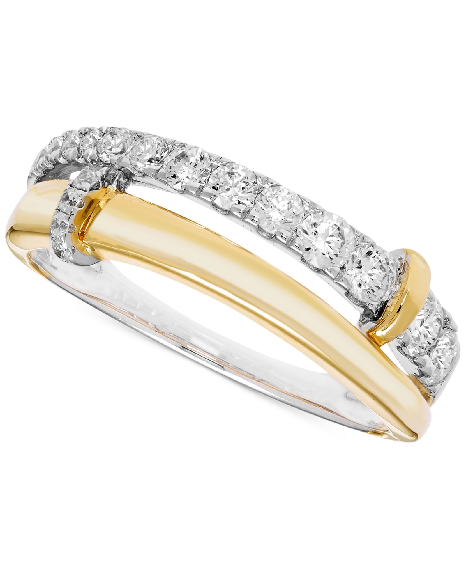 Diamond Split Double Row Band (1/2 ct. t.w.) in 14k Two-Tone Gold